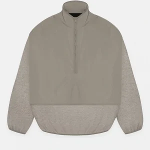 Essentials Dust Heather Grey Nylon Fleece Mock Neck Sweatshirt​